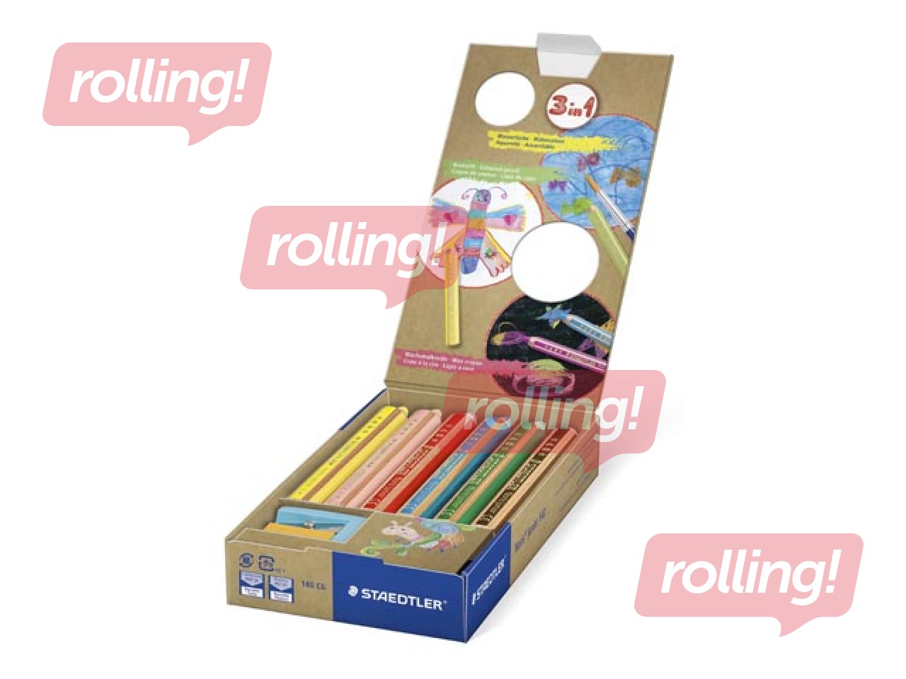 Krāsainie zīmuļi ar asinātāju Staedtler Noris junior 140, 6 gab.