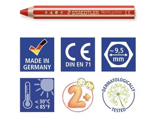 Krāsainie zīmuļi ar asinātāju Staedtler Noris junior 140, 6 gab.