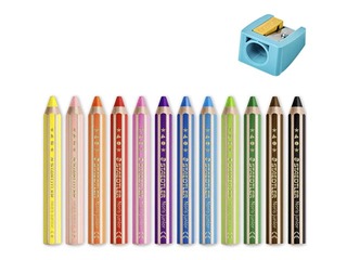 Krāsainie zīmuļi ar asinātāju Staedtler Noris junior 140, 12 gab.