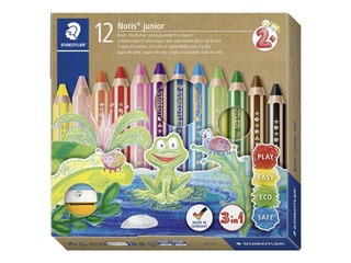 Värvilised pliiatsid teritajaga Staedtler Noris junior 140, 12 tk.