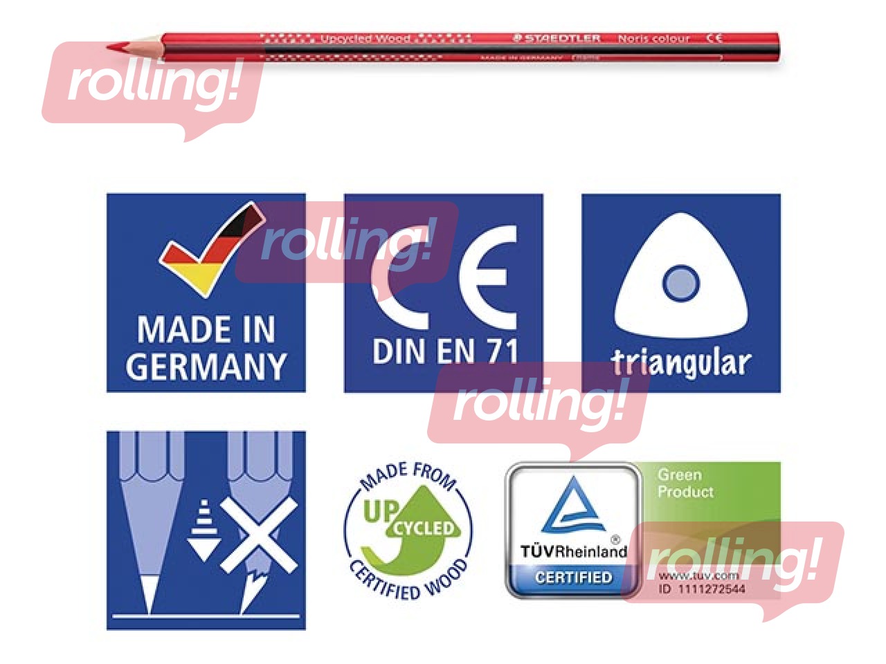 Krāsainie zīmuļi Staedtler 187, kastē 144 zīmuļi un 3 zīmuļu asinātāji