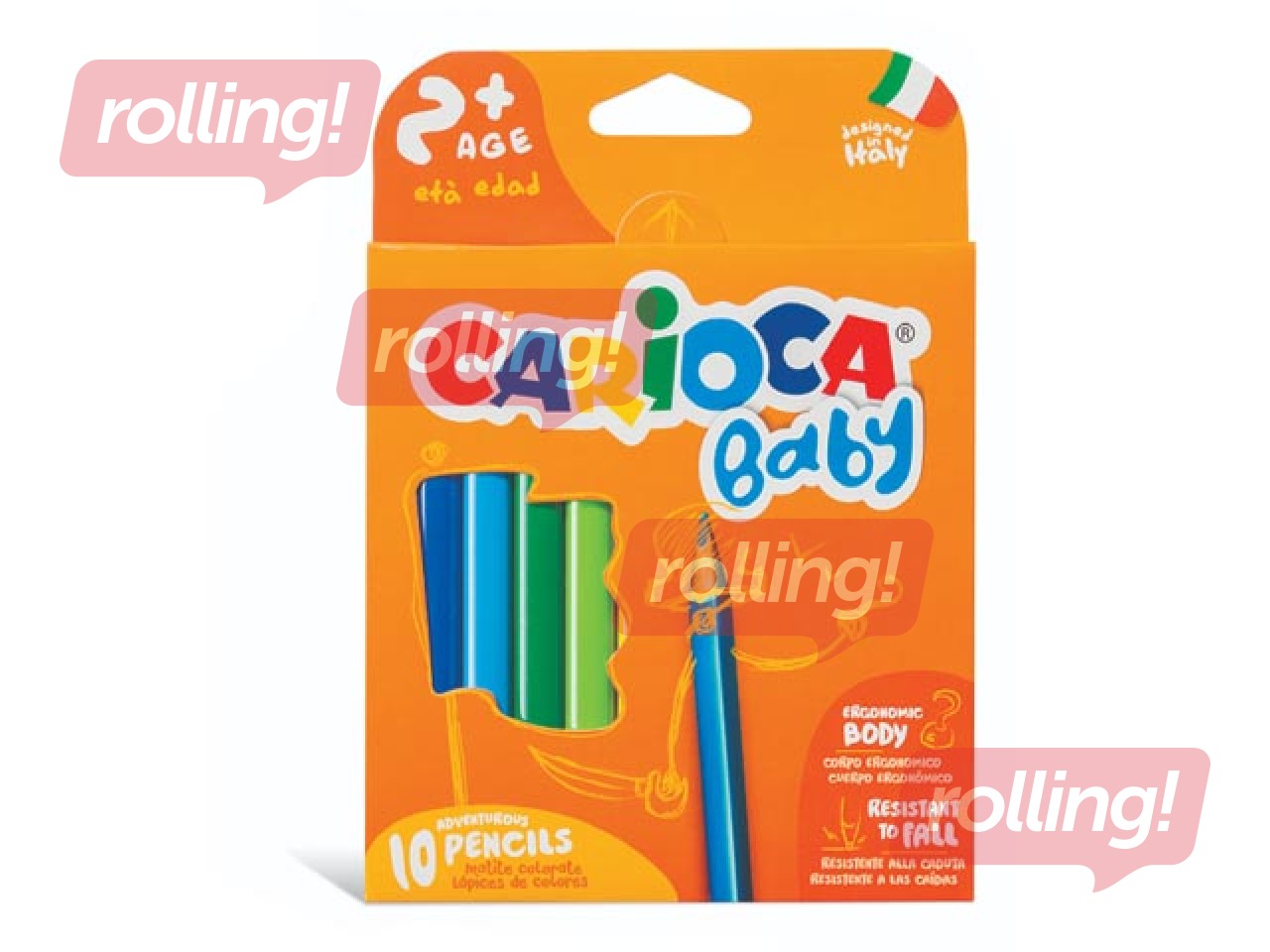 Krāsainie zīmuļi Carioca Baby, 10 krāsas