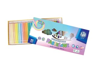 Цветные карандаши Astra, пастельные оттенки, 50 шт.