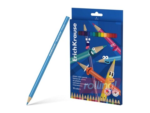Värvilised pliiatsid ErichKrause, kolmnurkse kujuga, 18 värvi