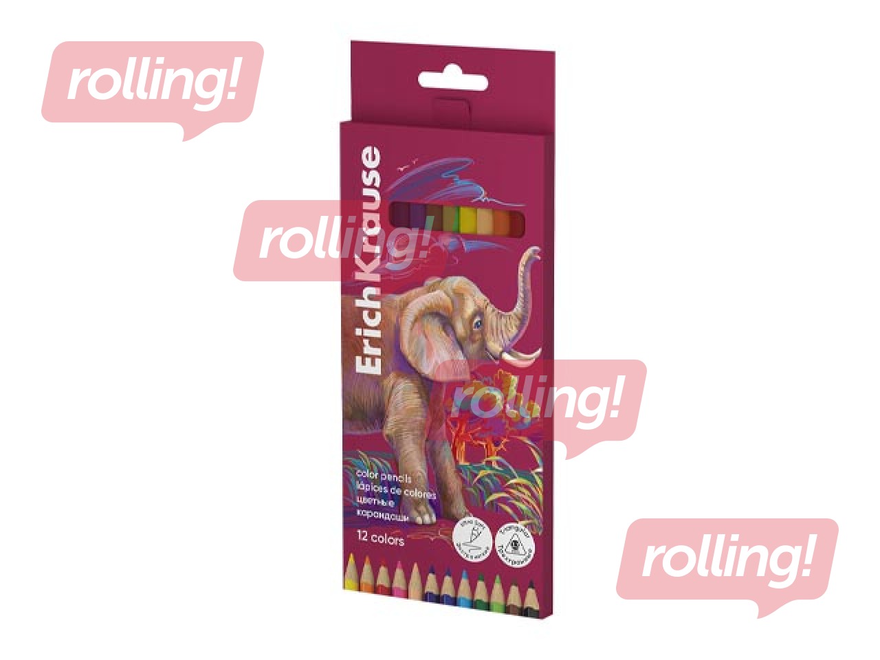 Krāsainie zīmuļi ErichKrause, Safari, trīsstūra, 12 krāsas