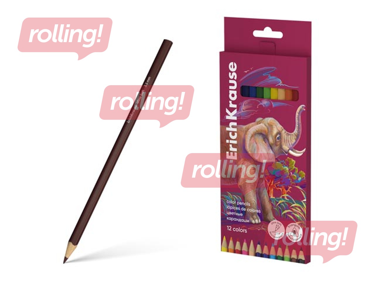 Krāsainie zīmuļi ErichKrause, Safari, trīsstūra, 12 krāsas