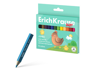 Цветные карандаши ErichKrause, Jumbo, треугольные, 12 цветов