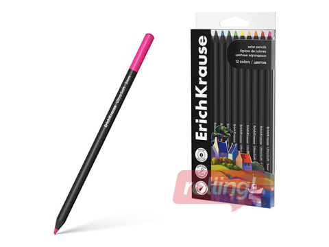 Krāsainie zīmuļi ErichKrause, Art Spirit, koka, 12 krāsas