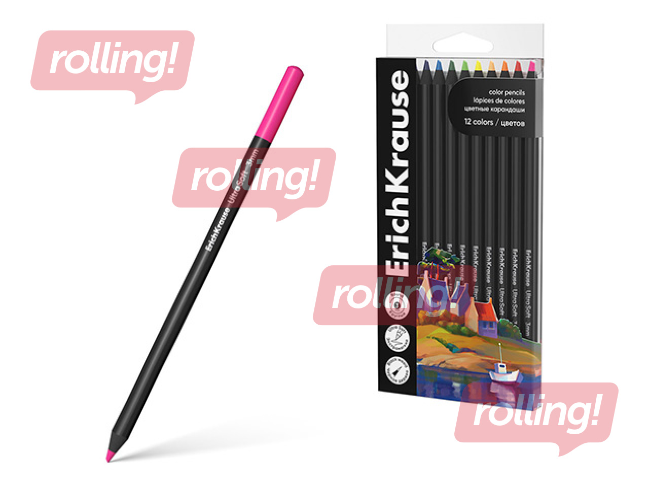 Krāsainie zīmuļi ErichKrause, Art Spirit, koka, 12 krāsas