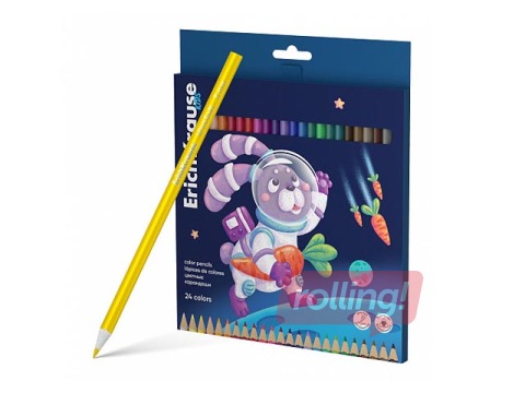 Krāsainie zīmuļi ErichKrause Kids, Space Animals, trīsstūra, 24 krāsas