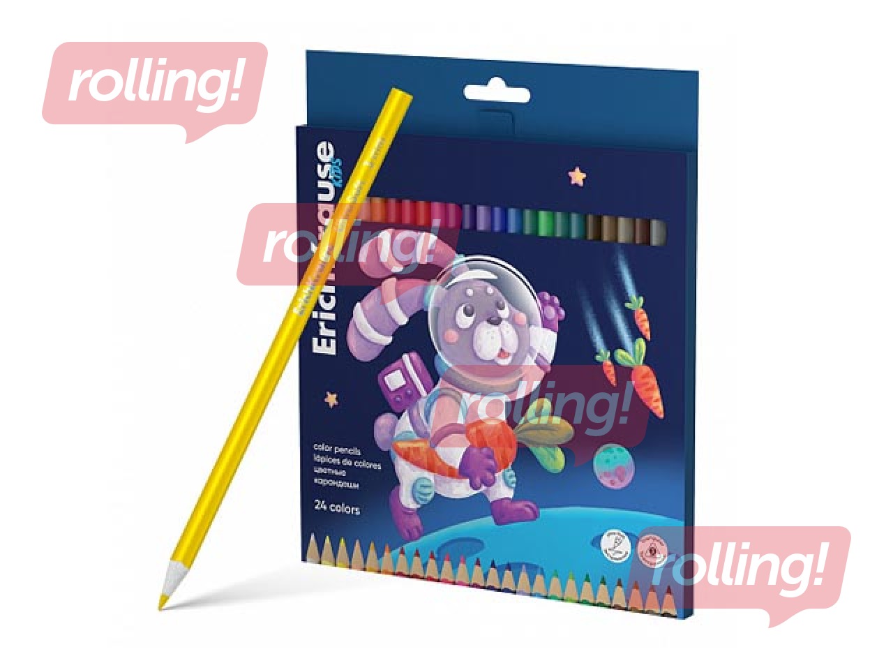 Krāsainie zīmuļi ErichKrause Kids, Space Animals, trīsstūra, 24 krāsas