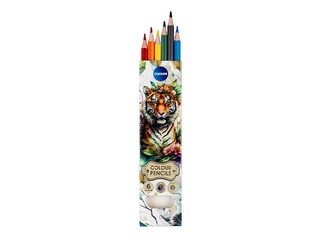 Krāsainie zīmuļi Tiger, sešstūra, 6 krāsas