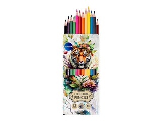 Krāsainie zīmuļi Tiger, sešstūra, 12 krāsas