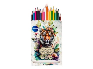 Krāsainie zīmuļi Tiger, sešstūra, 18 krāsas