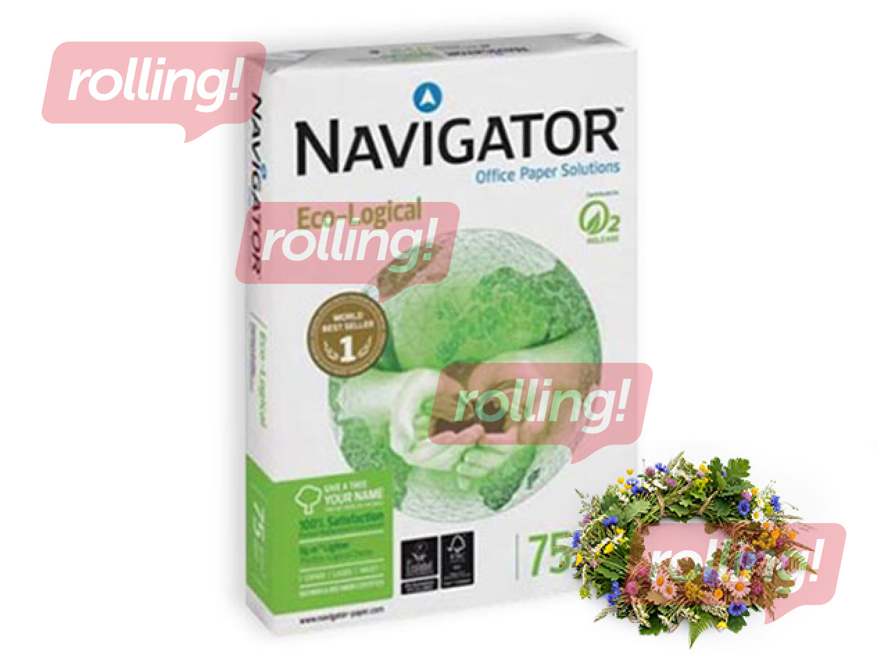 Papīrs Navigator Eco-Logical, A4, 75g/m², 500 loksnes + Līgo dāvana!