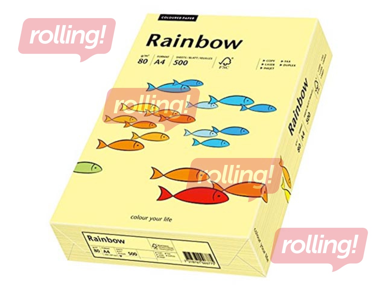 Papīrs Rainbow 12, A4, gaiši dzeltens, 80g/m², 500 loksnes