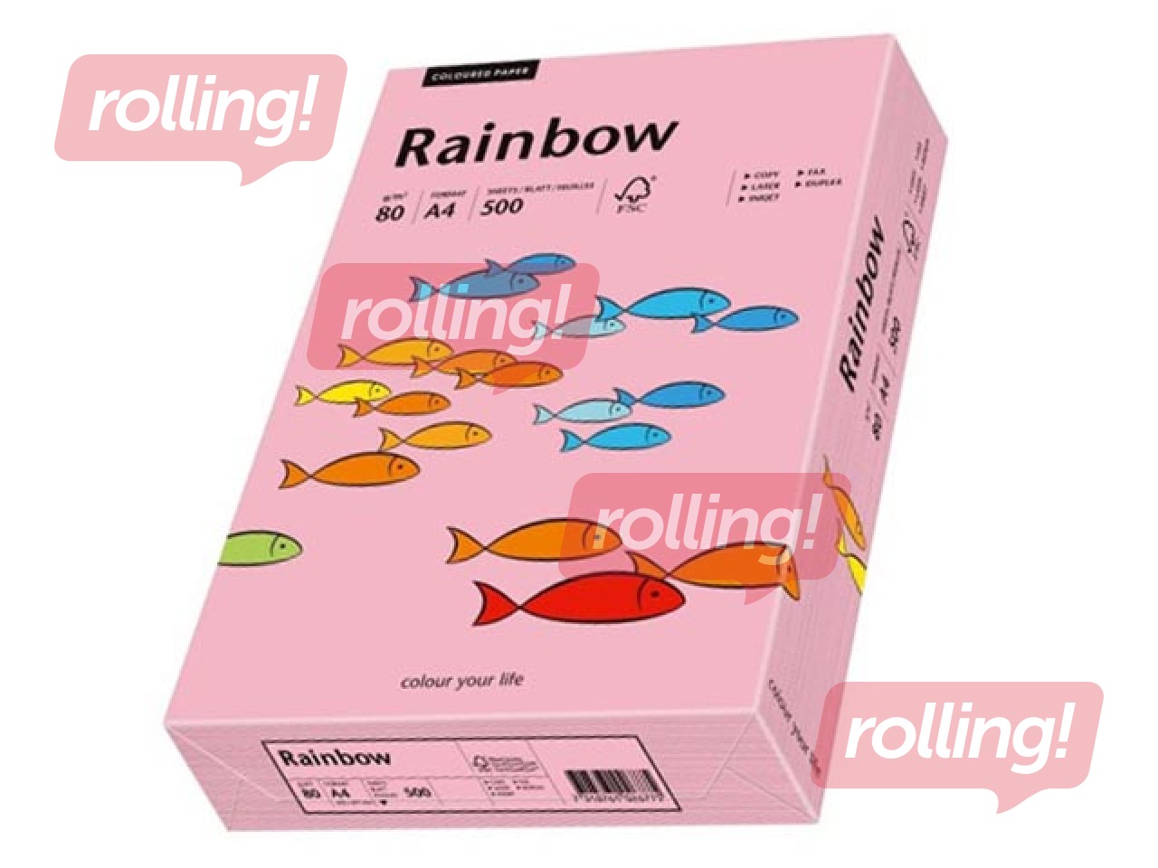 Papīrs Rainbow 55, A4, rozā, 80g/m², 500 loksnes