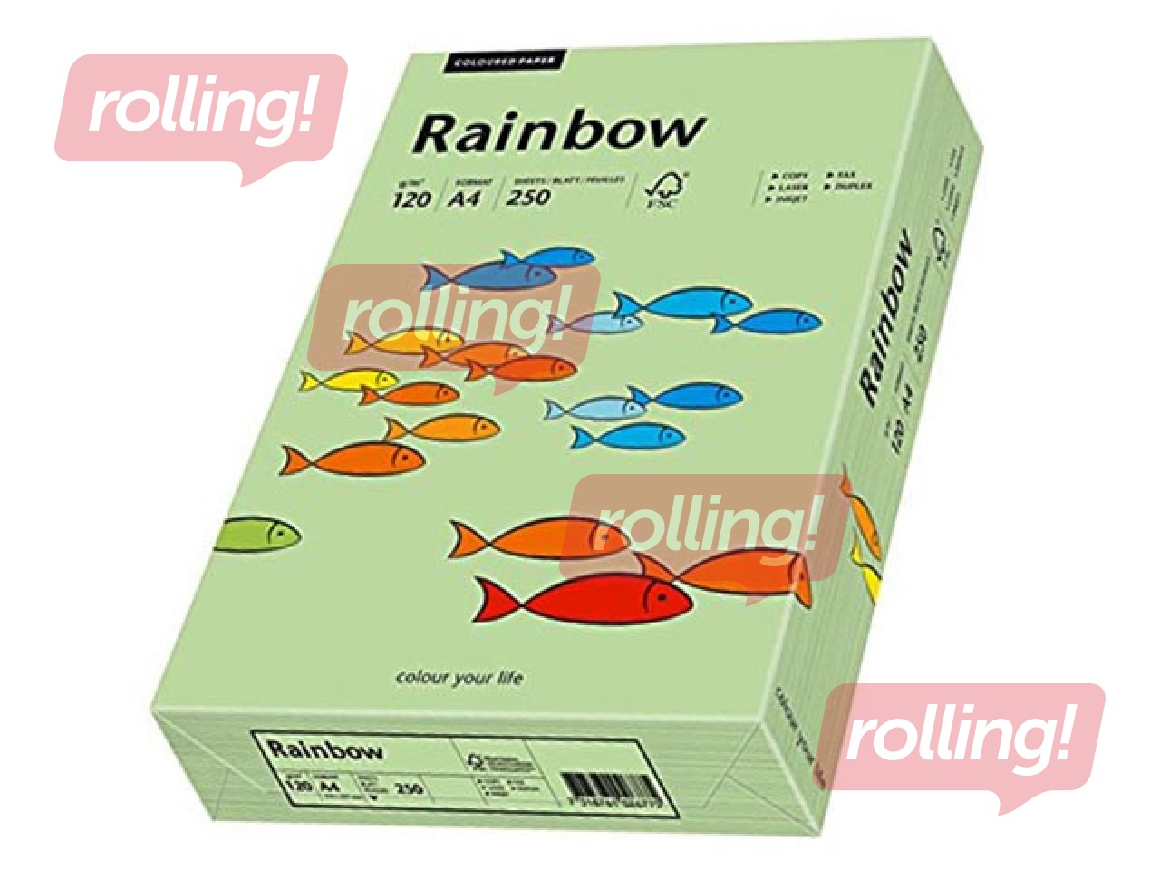 Papīrs Rainbow 75, A4, piparmētru zaļš, 80g/m², 500 loksnes