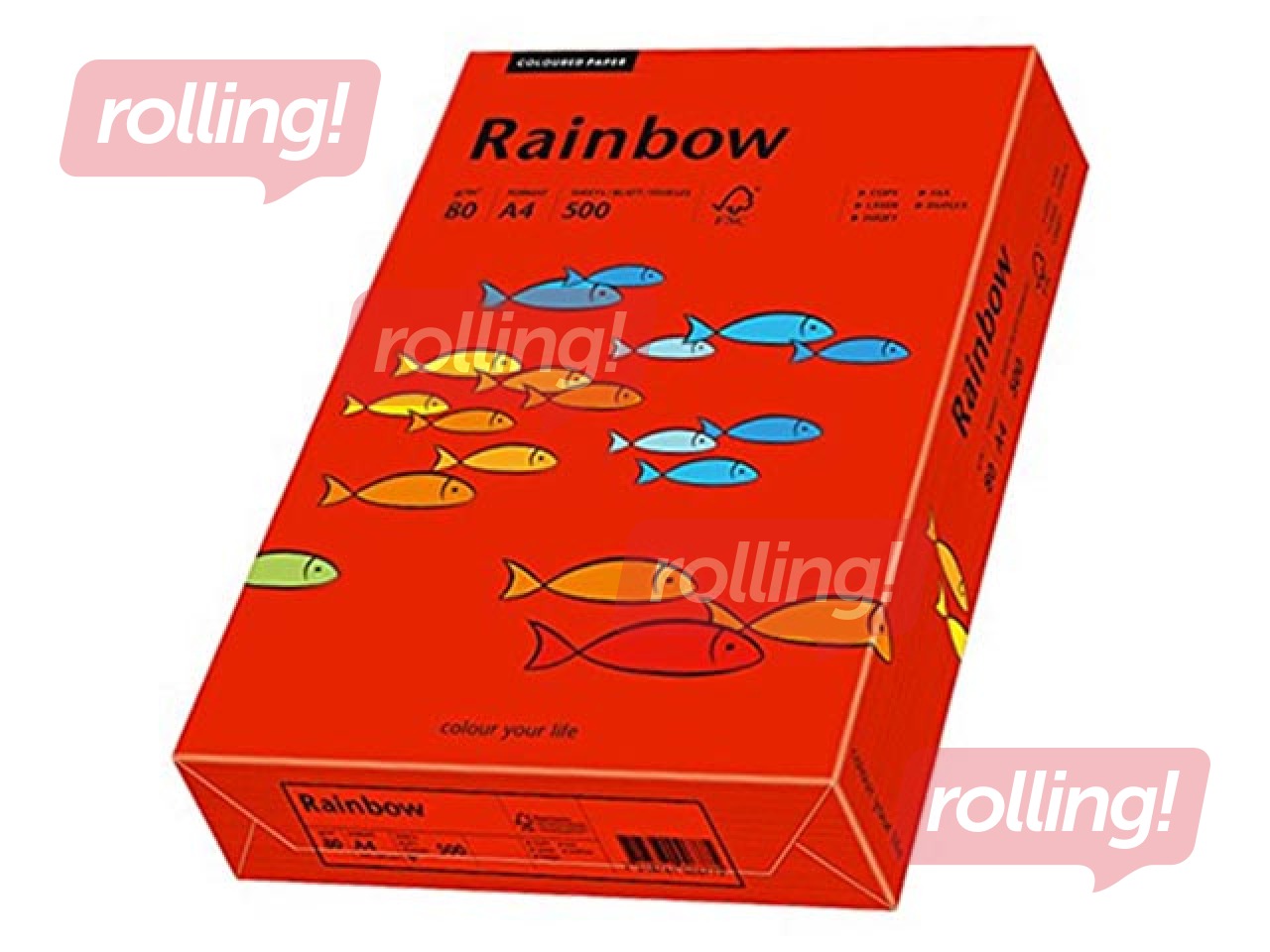Papīrs Rainbow 28, A4, spilgti sarkans, 80g/m², 500 loksnes