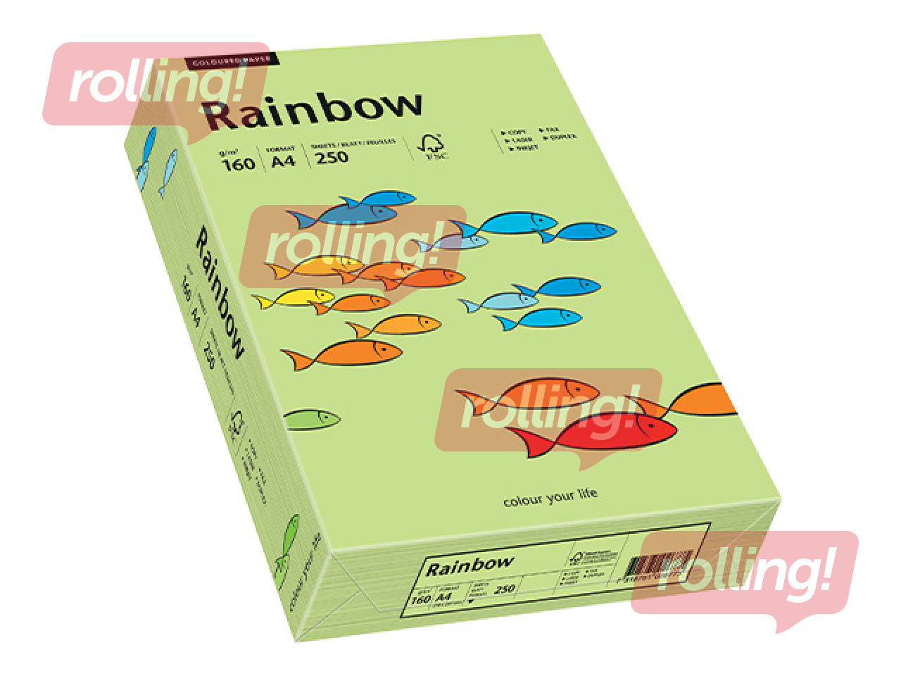 Papīrs Rainbow 74, A4, 160g/m2, 250 loksnes, vidēji zaļš
