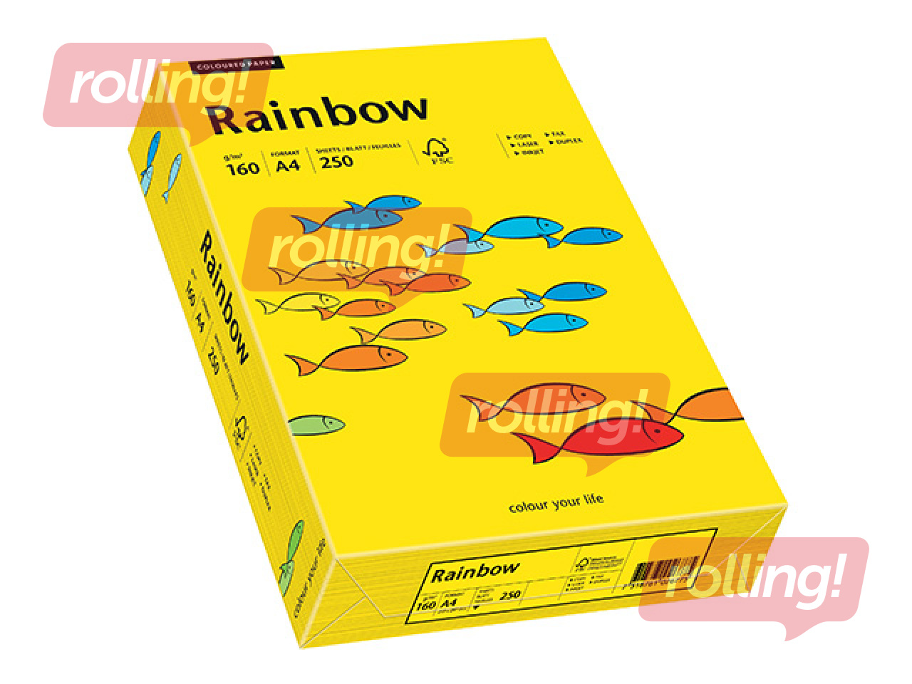 Papīrs Rainbow 18, A4, 160g/m2, 250 loksnes, spilgti dzeltens