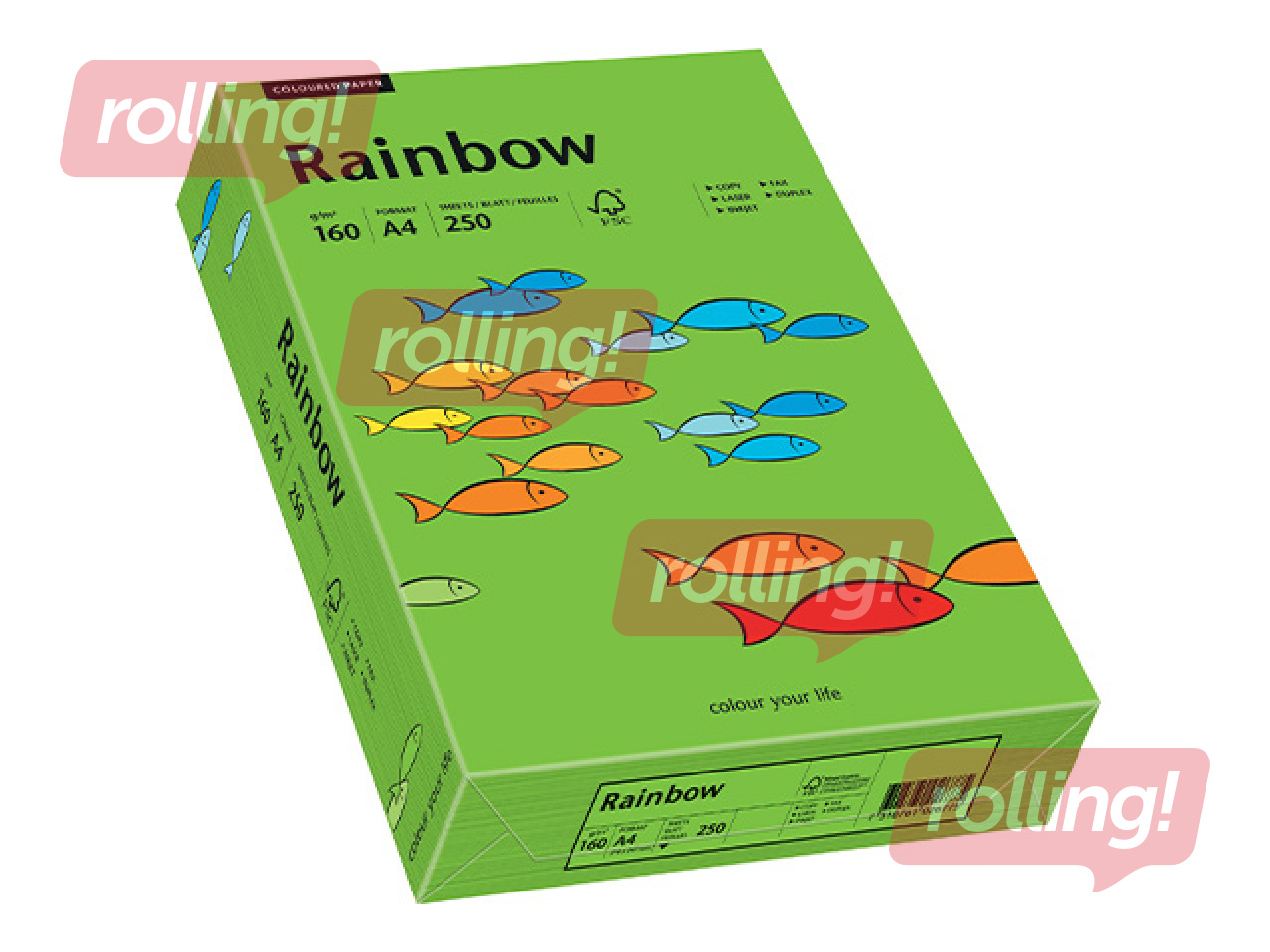 Papīrs Rainbow 78, A4, 160g/m2, 250 loksnes, spilgti zaļš