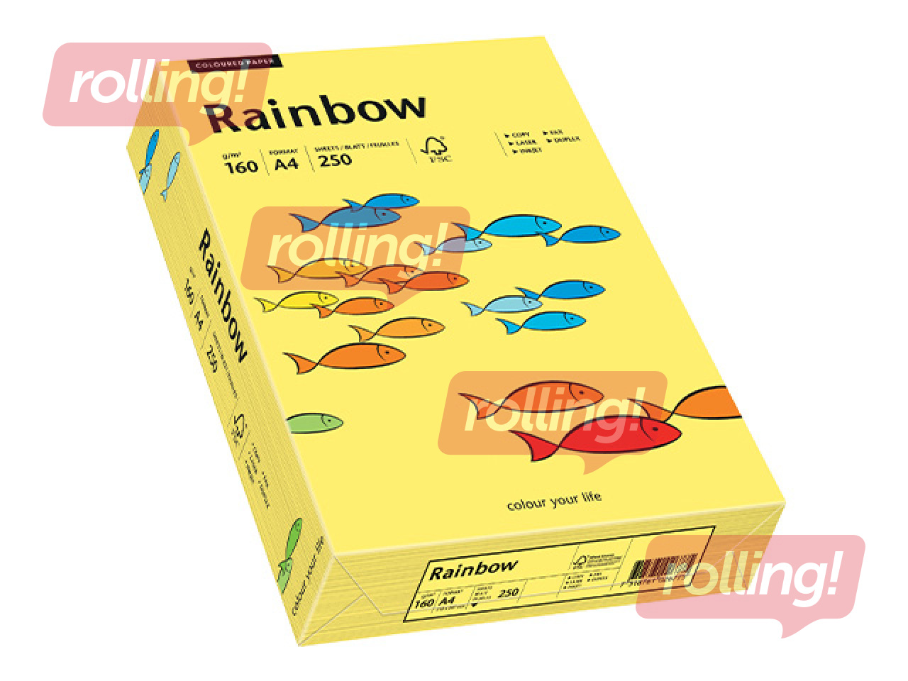 Papīrs Rainbow 16, A4, 160g/m2, 250 loksnes, dzeltens