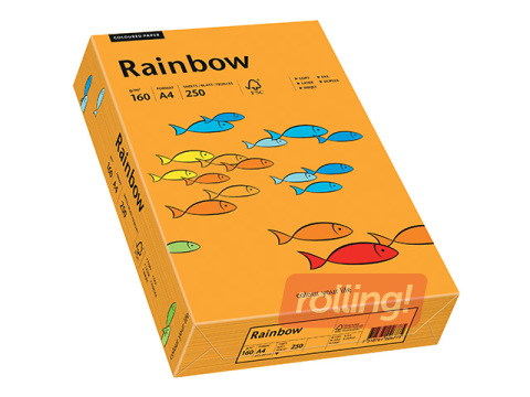Papīrs Rainbow 24, A4, 160g/m2, 250 loksnes, oranžs