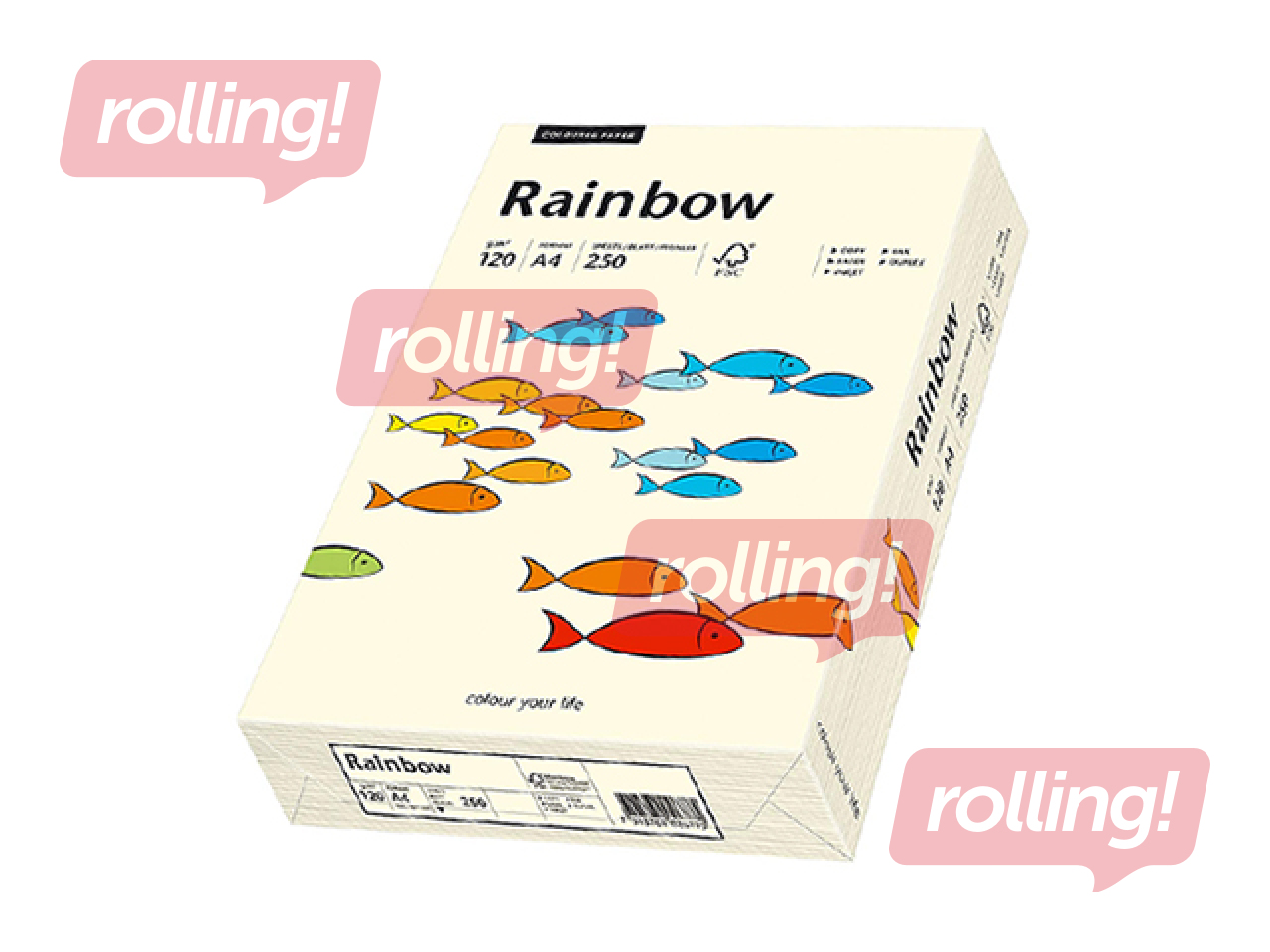 Papīrs Rainbow 03, A4, krēmkrāsas, 120g/m², 250 loksnes