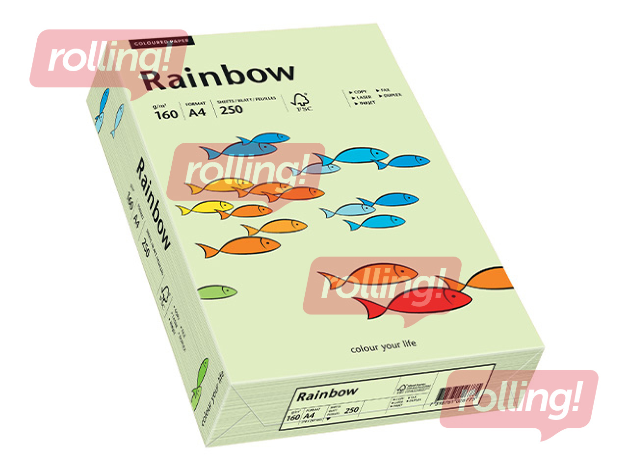 Papīrs Rainbow 72, A4, 160g/m2, 250 loksnes, gaiši zaļš