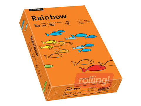Papīrs Rainbow 26, A4, 160g/m2, 250 loksnes, spilgti oranžs