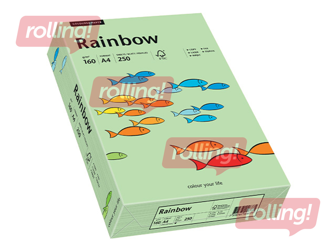 Papīrs Rainbow 75, A4, 160g/m2, 250 loksnes, piparmētru zaļš