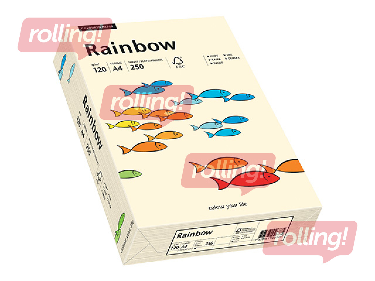 Papīrs Rainbow 03, A4, 120g/m2, 250 loksnes, krēmkrāsas