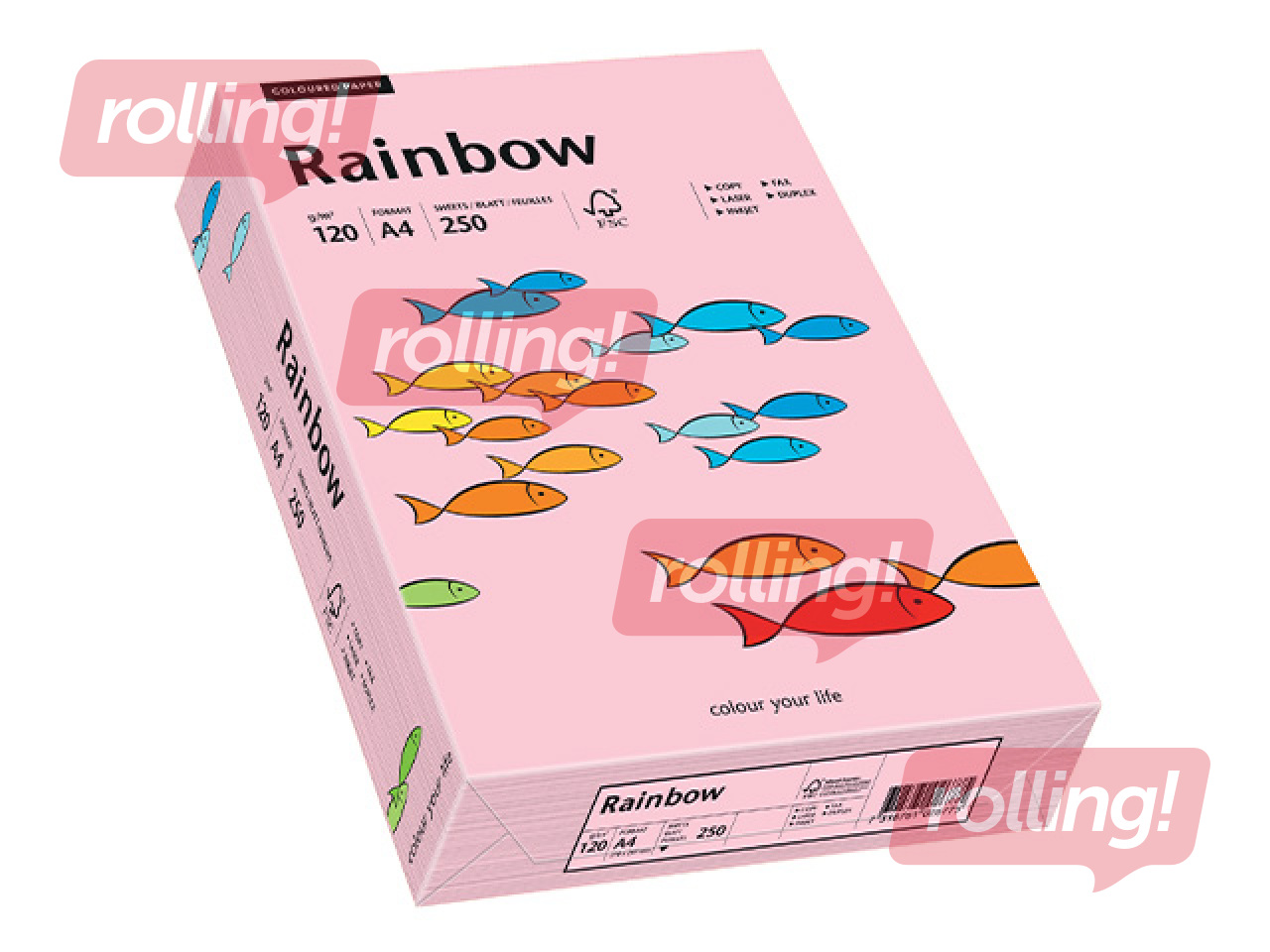 Papīrs Rainbow 54, A4, 120g/m2, 250 loksnes, gaiši rozā 