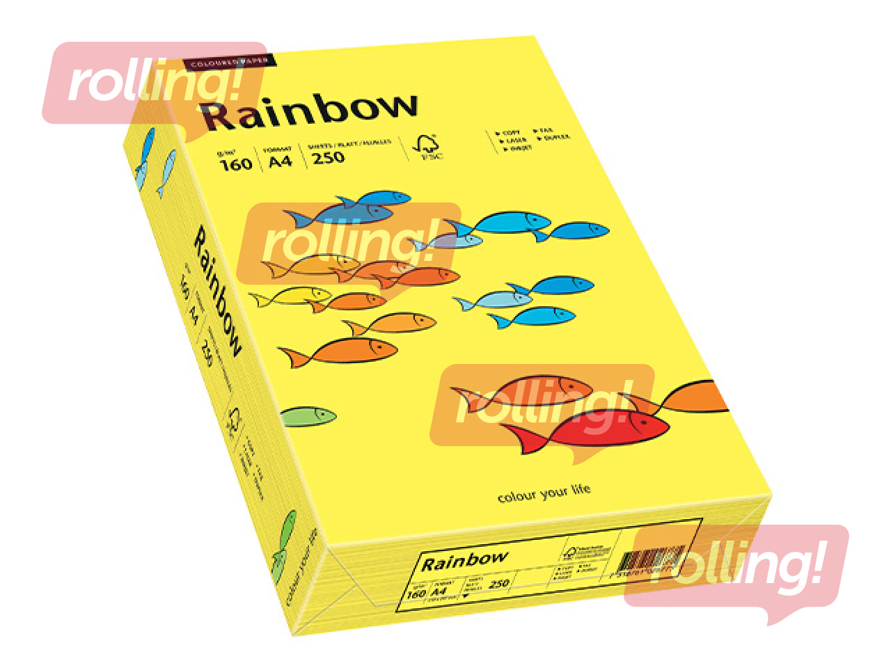 Paber Rainbow 14, A4, 160g/m2, 250 lehte, sidrunikollane
