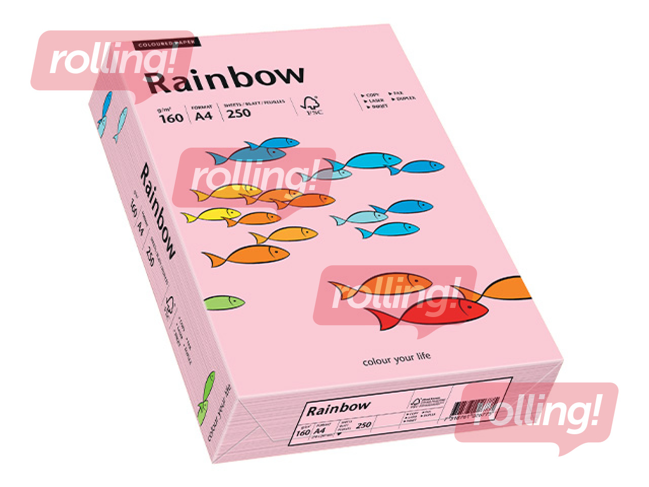 Papīrs Rainbow 54, A4, 160g/m2, 250 loksnes, gaiši rozā 