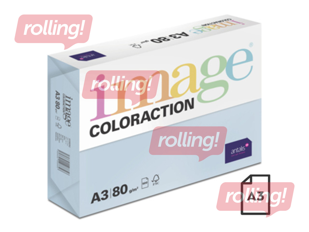 Papīrs Image Coloraction, Iceberg / Pale Icy Blue, 80g/m2, A3, 500 loksnes