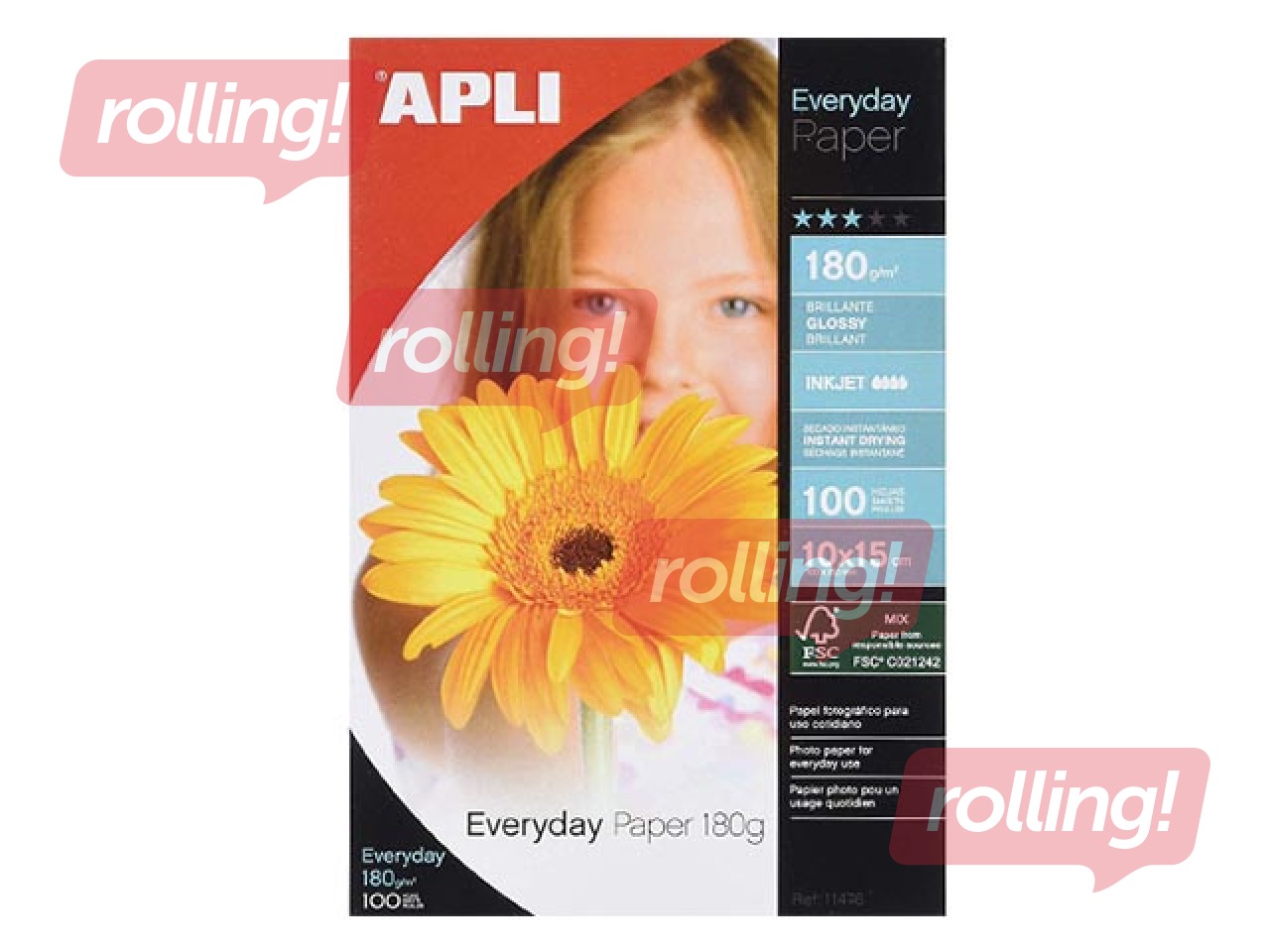 Фото бумага APLI, Everyday paper InkJet, глянцевая, A4 180г/м², 100 листов