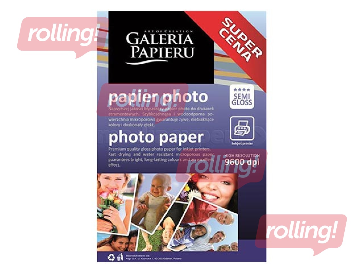 Foto papīrs, pusglancēts, 10x15cm, 200g/m², 50 loksnes