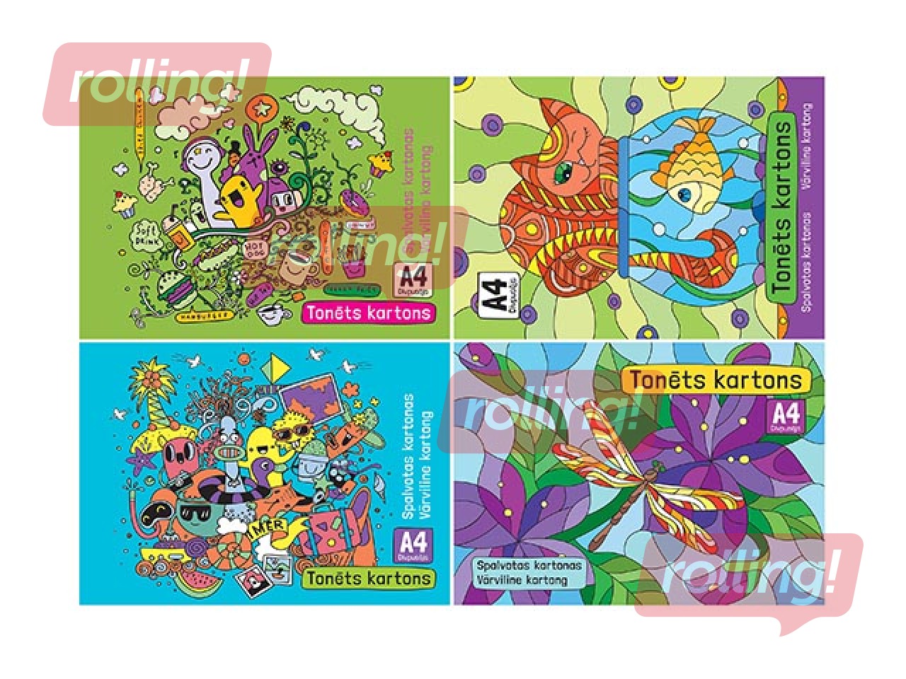 Cardboard, A4, variety of colors, 8 sheets