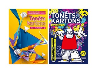 Kahepoolne papp, A3, erinevad värvid, 240g/m², 8 lehte