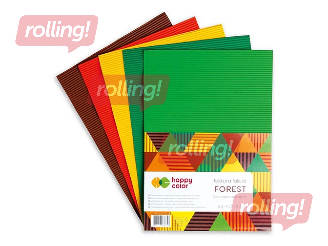 Гофрокартон Happy Color Forest, A4, 5 цветов, 5 листов