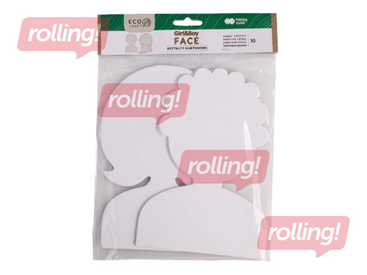 Набор картонных форм Happy Color, Face Boy&Girl, 20см, 10 шт.
