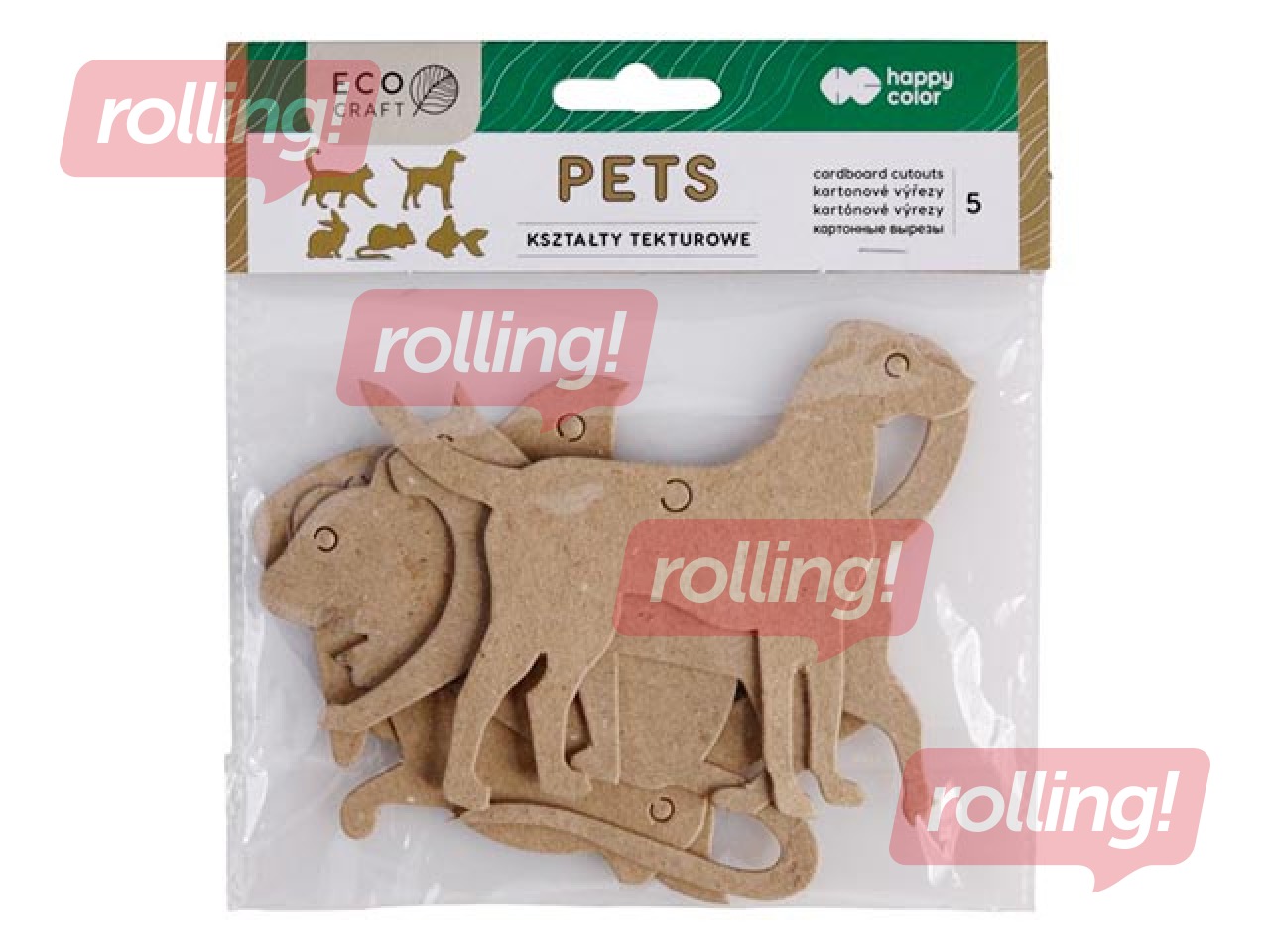 Cardboard shape set  Happy Color, Pets, 10x6cm, 5 pcs