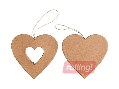 PROMO Cardboard decoration Happy Color, Hearts, 10x10x2.5cm, 2 pcs.