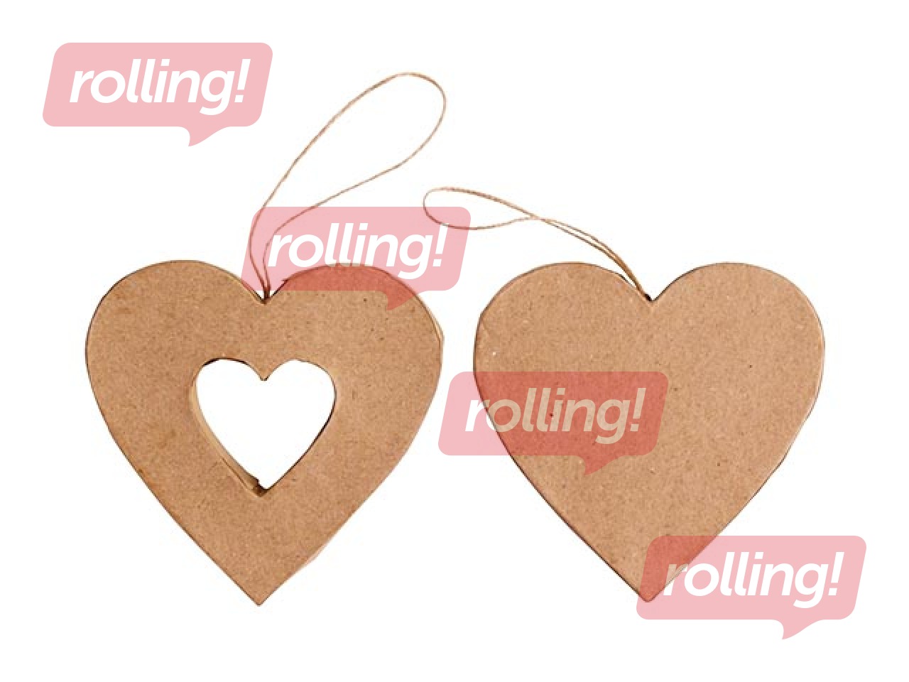 PROMO Cardboard decoration Happy Color, Hearts, 10x10x2.5cm, 2 pcs.