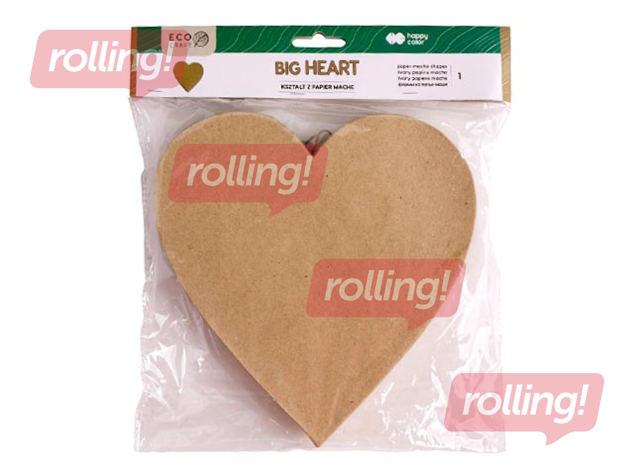 Kartona rotājums Happy Color, Big Heart, 19x19x2.5cm, 1 gab.