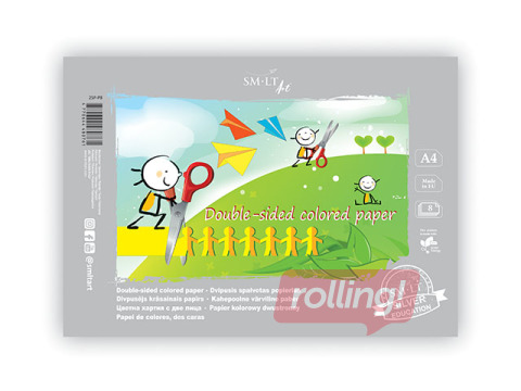 Aplikāciju papīrs SM·LT, A4, divpusīgs, dažādās krāsās, 8 lapas