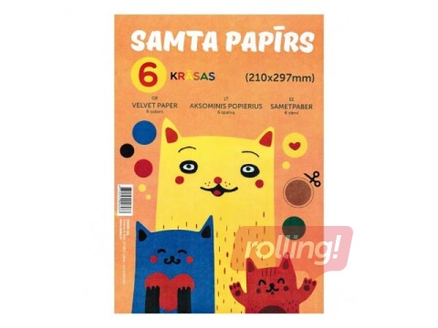 Sametpaber, A5, 6 värvi