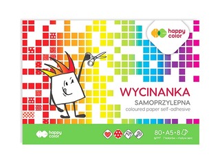 Colour glazed paper self-adhesive Happy Color, A5, various colours, 8 sheets